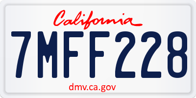 CA license plate 7MFF228