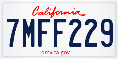 CA license plate 7MFF229