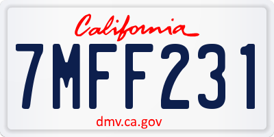 CA license plate 7MFF231