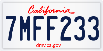 CA license plate 7MFF233