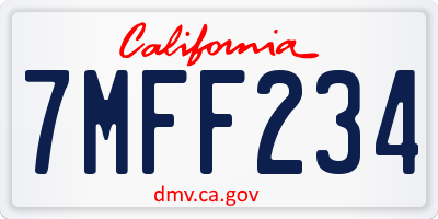 CA license plate 7MFF234
