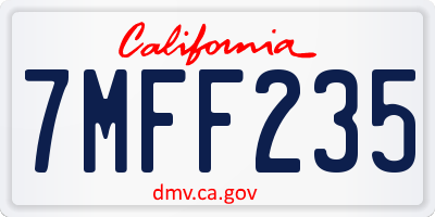 CA license plate 7MFF235