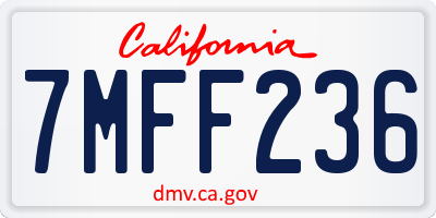 CA license plate 7MFF236