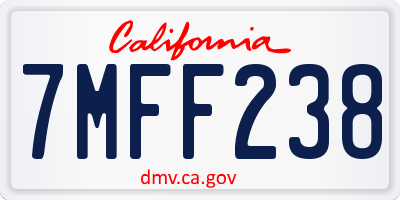 CA license plate 7MFF238