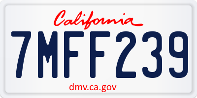 CA license plate 7MFF239