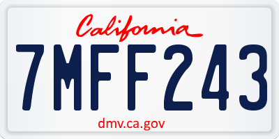 CA license plate 7MFF243