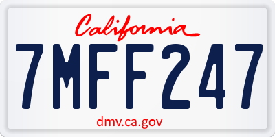 CA license plate 7MFF247