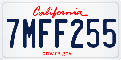 CA license plate 7MFF255