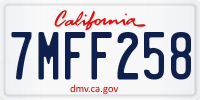 CA license plate 7MFF258