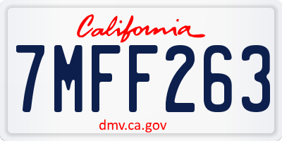 CA license plate 7MFF263