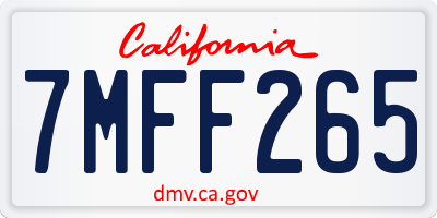 CA license plate 7MFF265