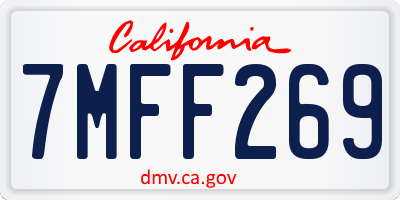 CA license plate 7MFF269