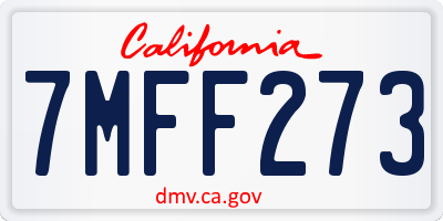 CA license plate 7MFF273