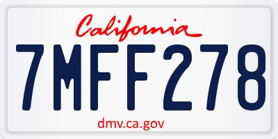 CA license plate 7MFF278
