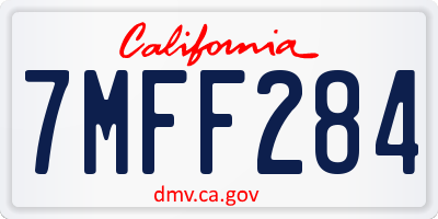 CA license plate 7MFF284