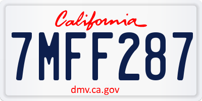 CA license plate 7MFF287