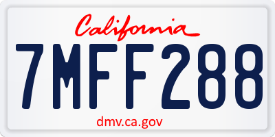 CA license plate 7MFF288