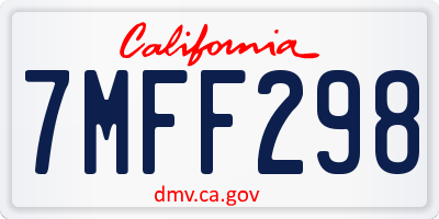 CA license plate 7MFF298