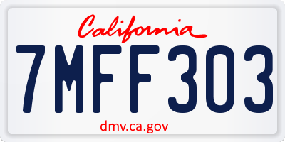 CA license plate 7MFF303