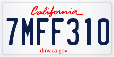 CA license plate 7MFF310