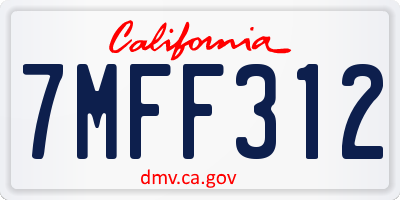 CA license plate 7MFF312
