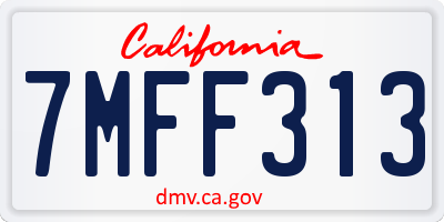 CA license plate 7MFF313