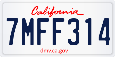 CA license plate 7MFF314