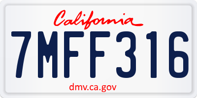 CA license plate 7MFF316