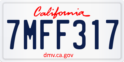 CA license plate 7MFF317