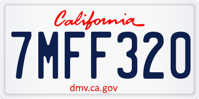 CA license plate 7MFF320