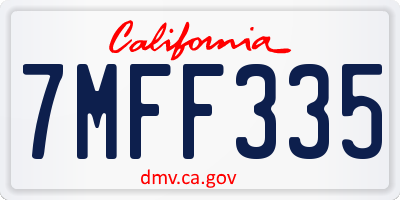 CA license plate 7MFF335