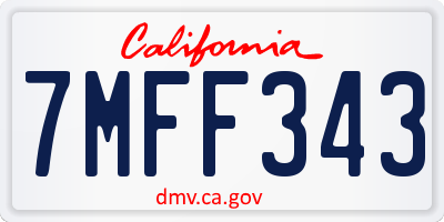 CA license plate 7MFF343