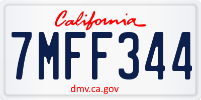 CA license plate 7MFF344