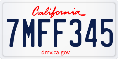 CA license plate 7MFF345
