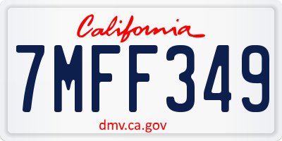 CA license plate 7MFF349