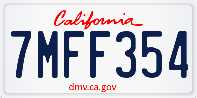 CA license plate 7MFF354