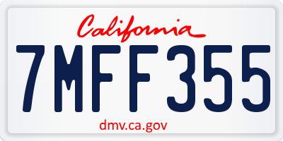 CA license plate 7MFF355