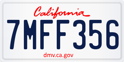 CA license plate 7MFF356