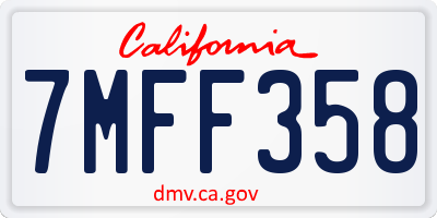 CA license plate 7MFF358