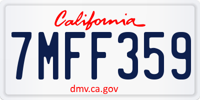 CA license plate 7MFF359