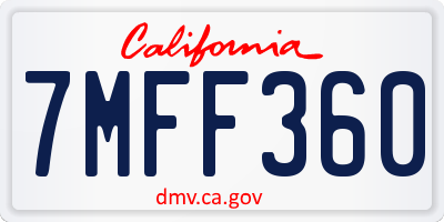 CA license plate 7MFF360