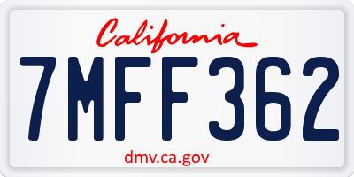 CA license plate 7MFF362