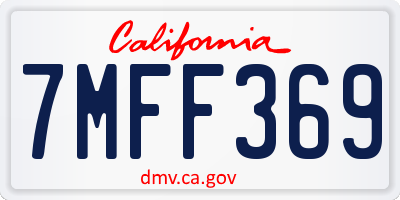 CA license plate 7MFF369