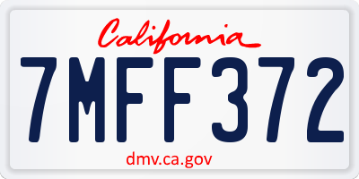CA license plate 7MFF372