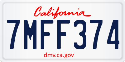 CA license plate 7MFF374