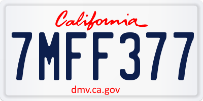 CA license plate 7MFF377