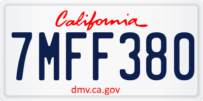 CA license plate 7MFF380