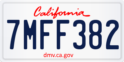 CA license plate 7MFF382