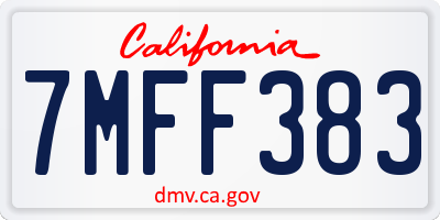 CA license plate 7MFF383