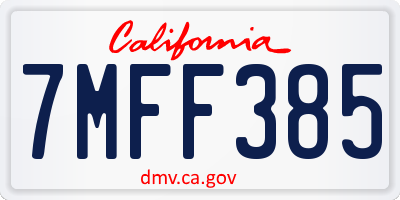 CA license plate 7MFF385